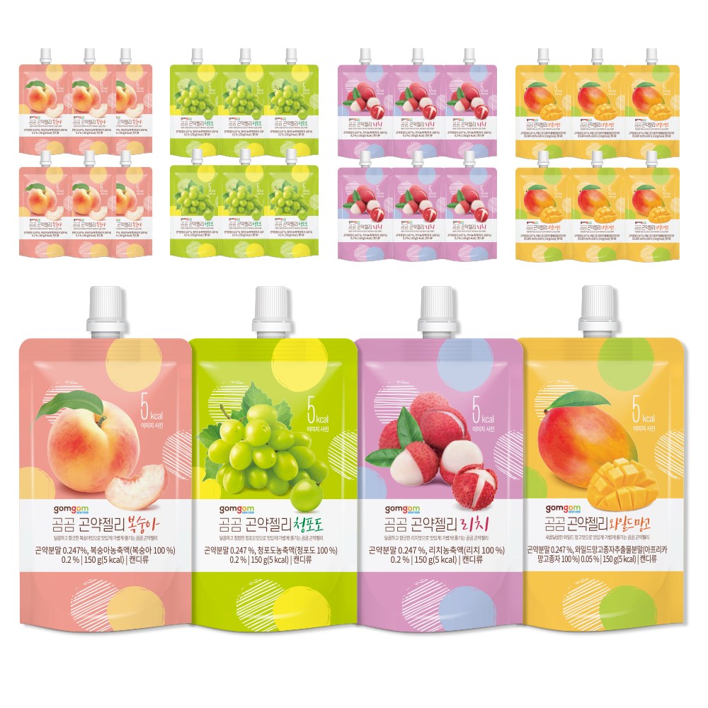 クマくんこんにゃくゼリーフルーツパッケージ28パック桃150g×7p＋ワイルドマンゴー150g×7p＋青ブドウ150g×7p＋リッチ150g×7p1セット