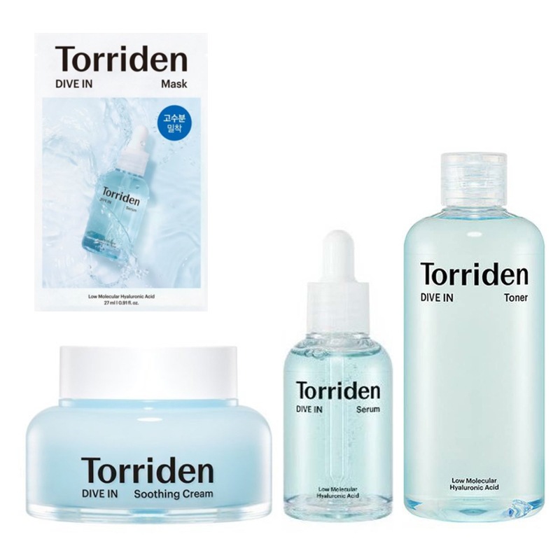 [4点セット] ダイブイン トナー300ml+セラム50ml+スージングクリーム100ml+ダイブイン低分子ヒアルロン酸マスク 10枚