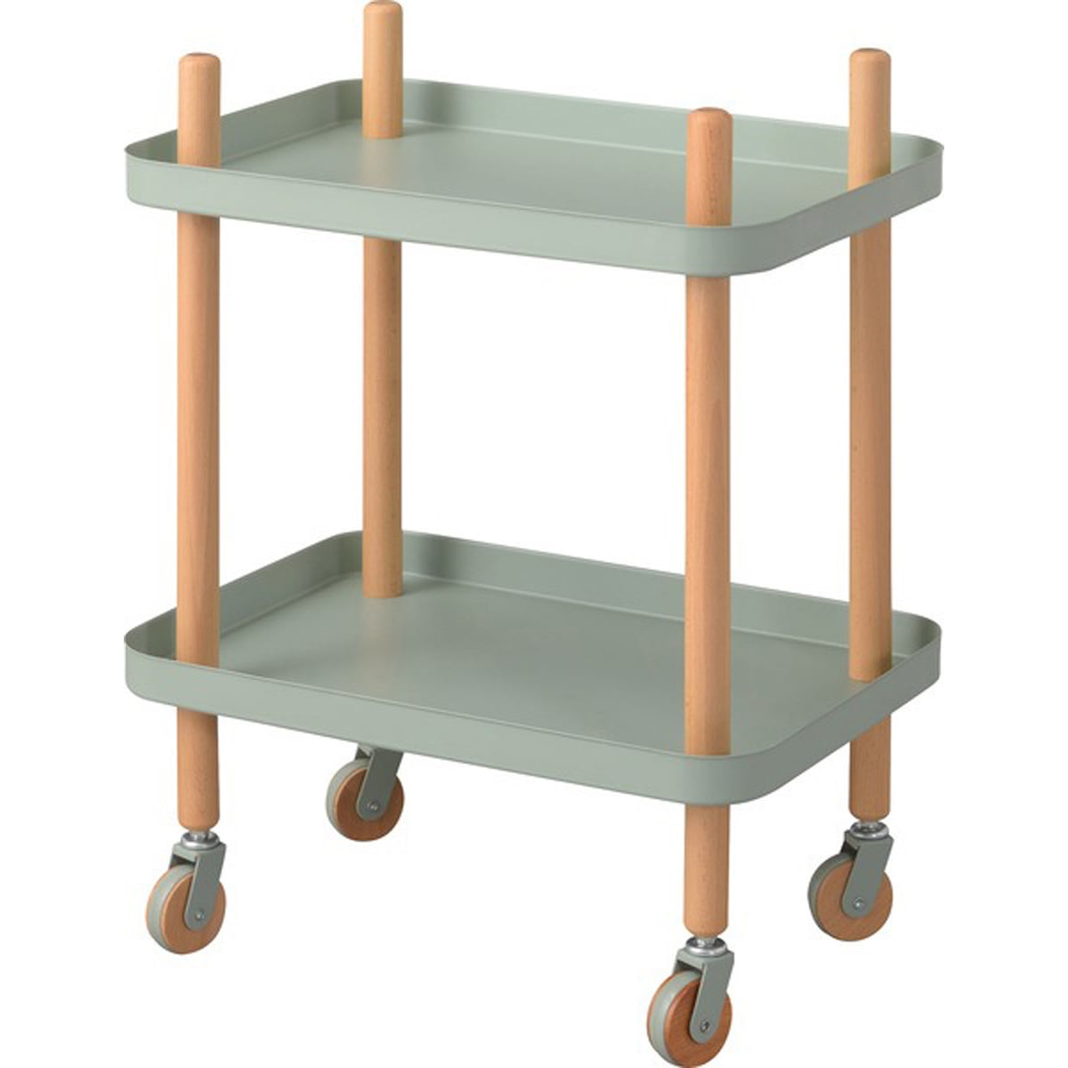 ワゴン 2D 天然木 ビーチ ラッカー塗装 スチール 粉体塗装