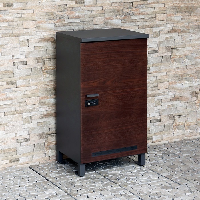 宅配ボックス PBX-091 ダークグレー/ブラウン木目