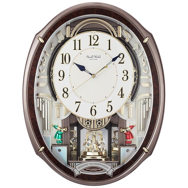 リズム(RHYTHM) 掛け時計 電波時計 からくり時計 48曲メロディ付き ブラウン 49.9×38.9×10.8cm アルディ 4MN545RH23