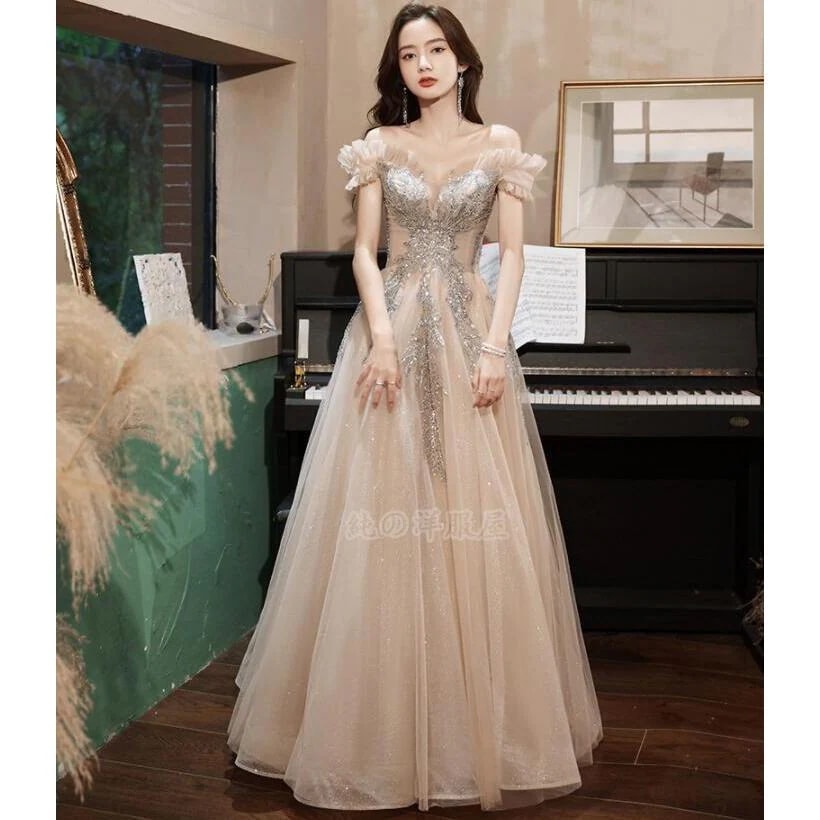 ロングウエディングドレス レディースイブニング フォマールドレス 森系 きらきらパーティードレス 二次会 お呼ばれ フォマール ドレス 司会者 演奏会 同窓会30%までに制限