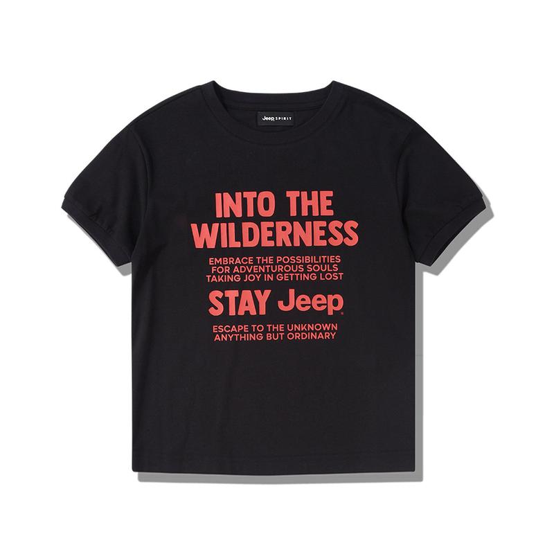 JQ3TSU263 ブラック 男女兼用 ステイワイルド プリント 半袖Tシャツ