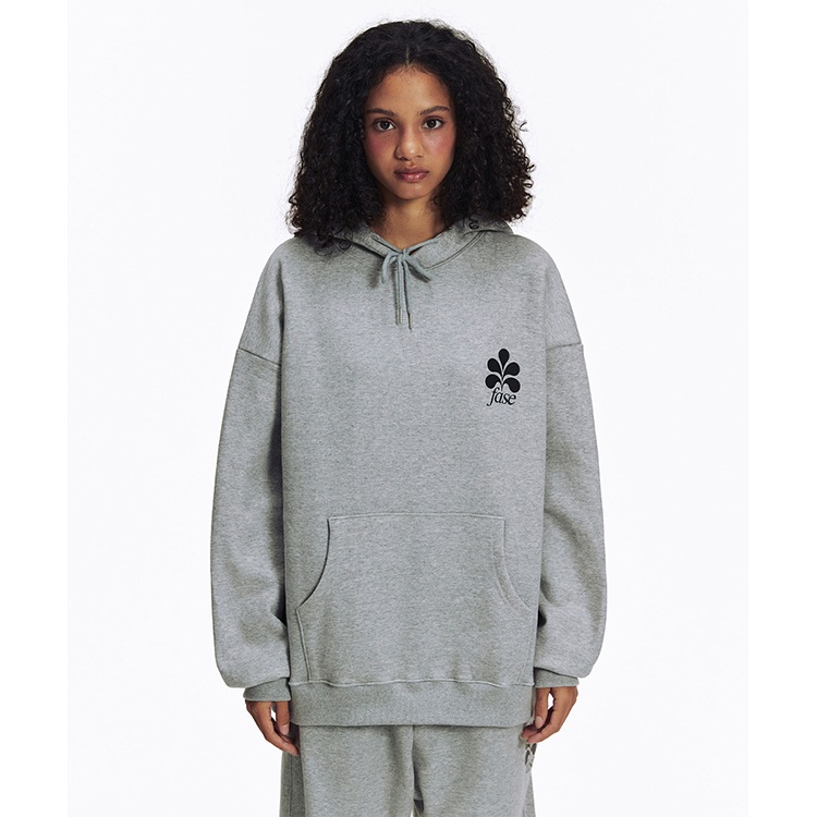 SIGNATURE FIGURE LOGO HOODIE - GREY