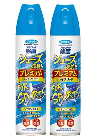 フマキラー【まとめ買い】 シューズの気持ち プレミアム ハイブリッド FOR SPORTS スポーツ 靴 消臭 抗菌 スプレー フレッシュシトラスの香り ブルー 280mL × 2個