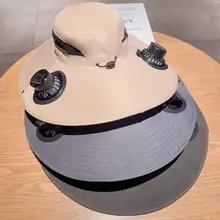 ダブルファンバケットハットUVカットつば広サンハット アウトドア旅行ビーチハイキングユニセックスサマーサンシェードハット