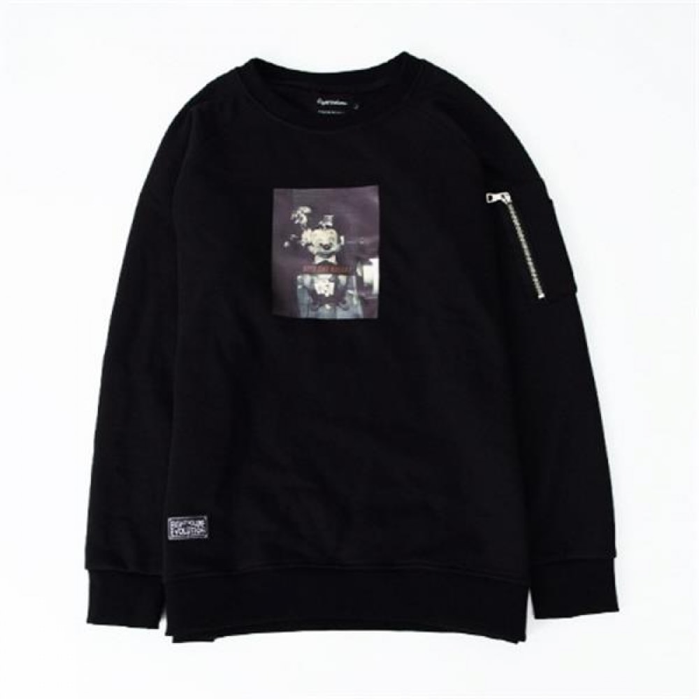 (8ボリューム) EV BTB ナッピングラグランクルーネック (ブラック)