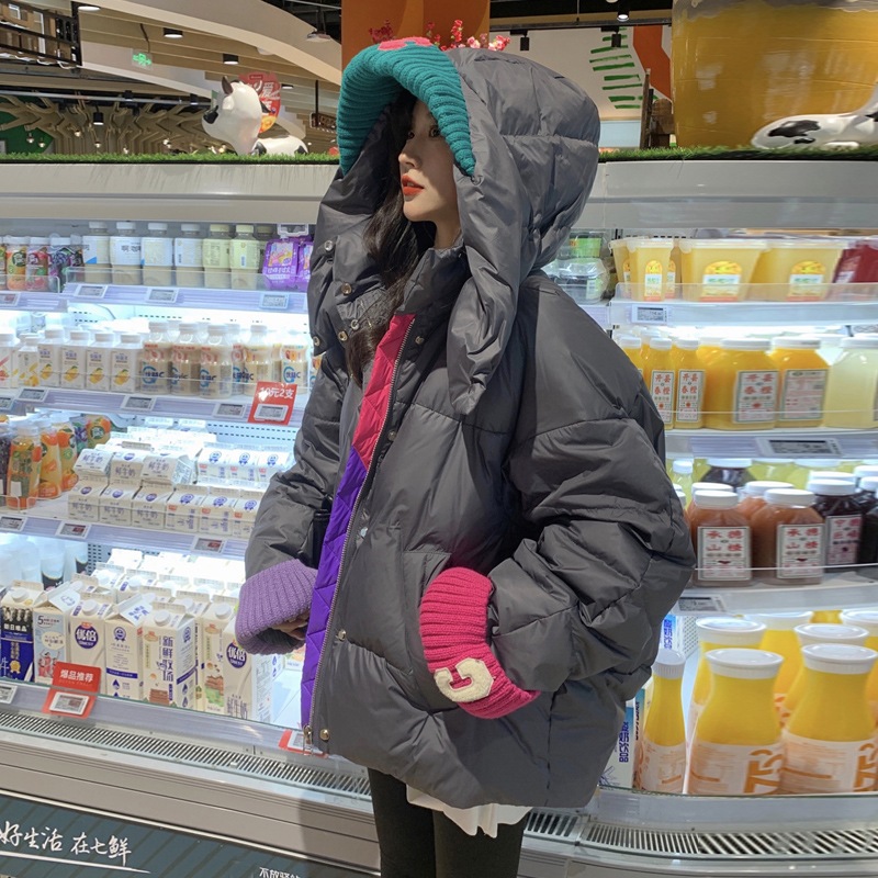 フード付きコットンジャケット コットンコート コントラストカラー ダウンジャケット ダウンコート ジ 6,340円