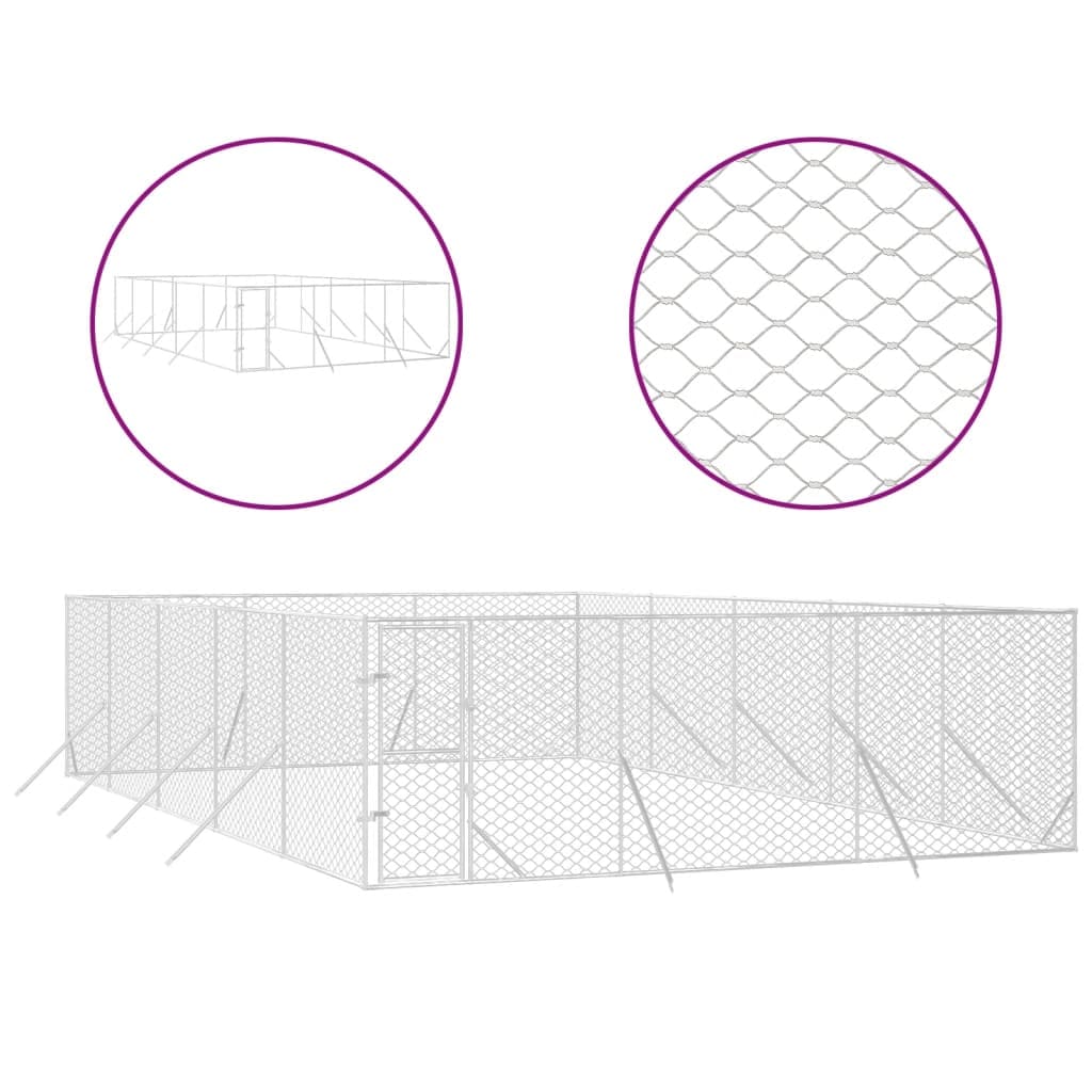 屋外用犬小屋 シルバー 6x10x2m 亜鉛メッキ鋼製