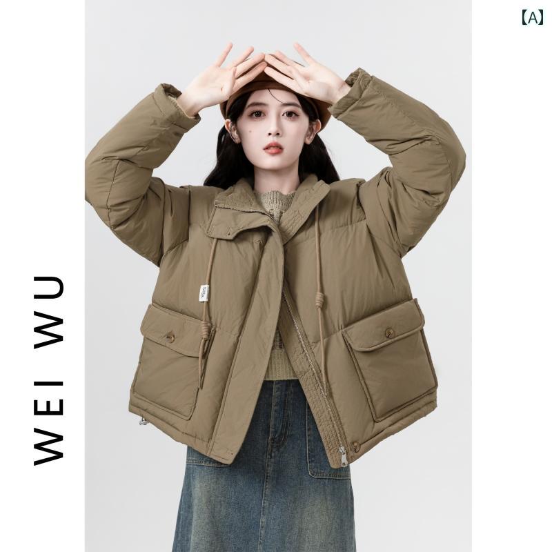 レディース 秋冬 長袖ダウンジャケット アウター モテ服 韓国 かわいい カレッジ ガーリー おしゃれ アップ 暖かい デート イベント レジャー アウトドア 女子会 普段 通学 通勤