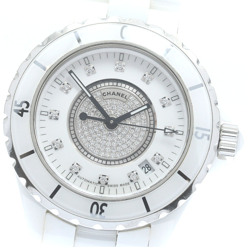 シャネル CHANEL H1759 J12 38mm 白セラミック センターダイヤ 12Pダイヤ 自動巻き メンズ _879890【中古】 295,740円