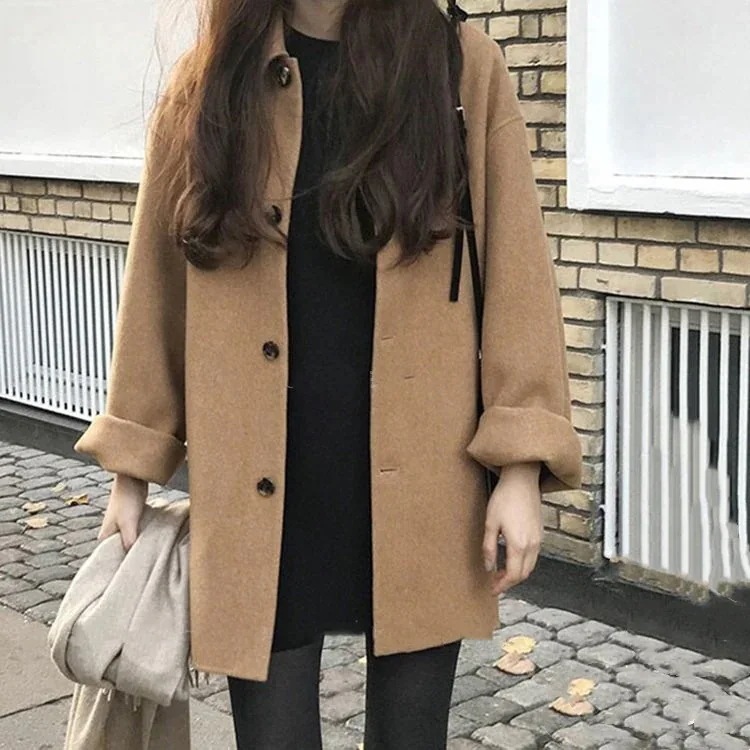 冬アウター春トレンチコートチェスターコート レディース 秋冬 チェスターコート 黒 ミディアム丈ラシャコート 厚手オ