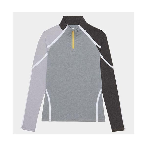 女性カラーブロック1/4ジップTシャツ112805563