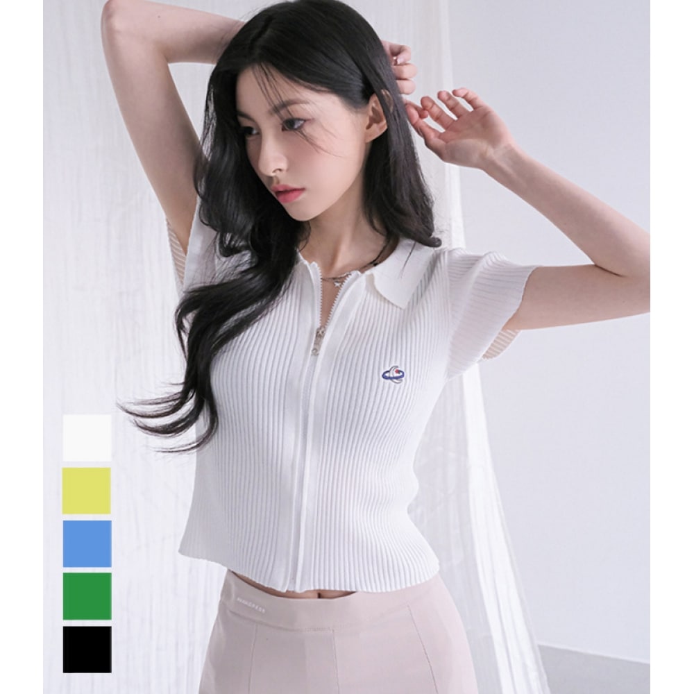 アヴァンドレスエミリーカラーショートスリーブジップアップ-5COL