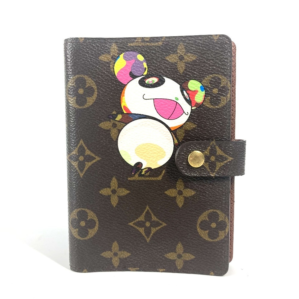 手帳カバー R20011 アジェンダPM モノグラムパンダ 村上隆 システム手帳 ステーショナリー モノグラムキャンバス ブラウン