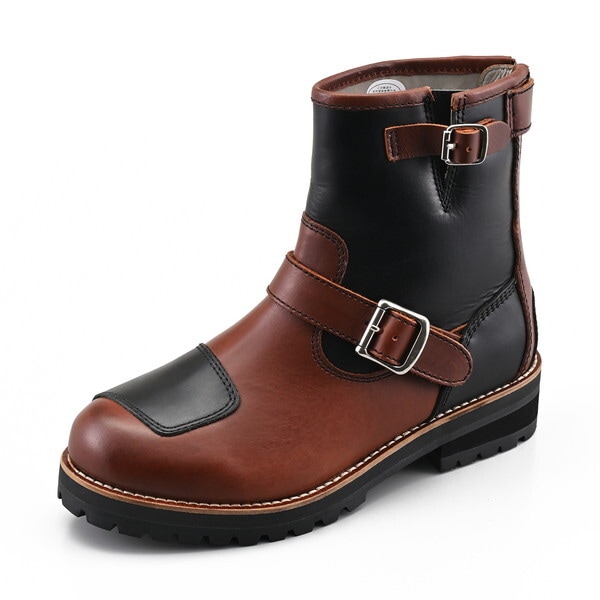 D39606 バイク ブーツ ライディングブーツ エンジニアブーツ 本革 牛革(フルグレインレザー) シフトパッド ヒールジップ DS-003 コンビ 23.0cm/レディース 17,140円