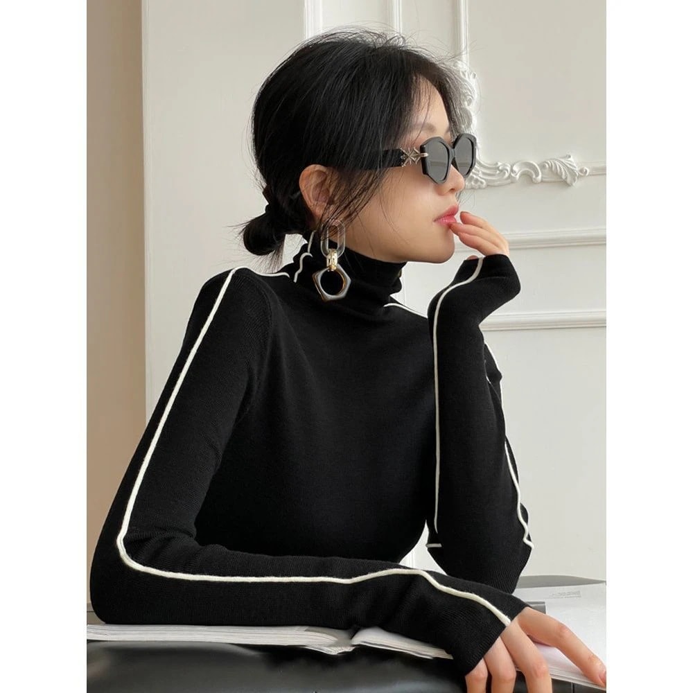 ベーシックニット ック ニット ボトムシャツ ジャンパー ロングスリーブ スリムフィット トップス 5,333円