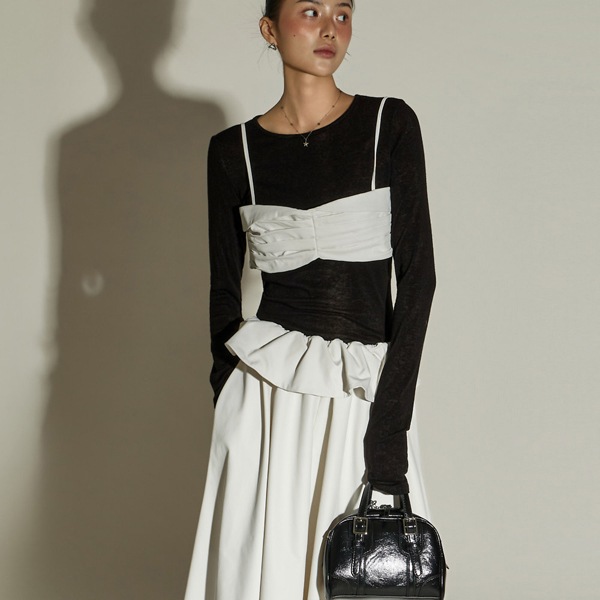 E3991 シャーリング ストラップ ビスチェ