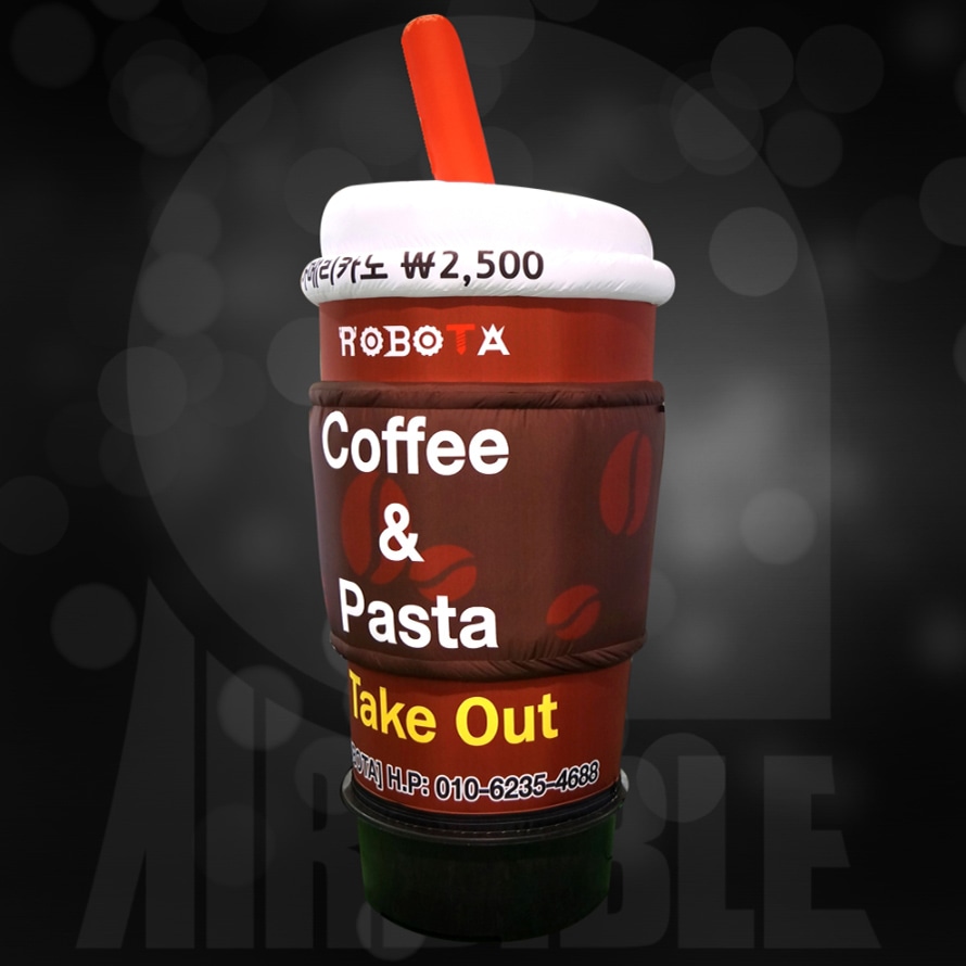 [テイクアウト6] コーヒーカップ エアー看板 チェーン店 立体看板 広報看板 店舗看板