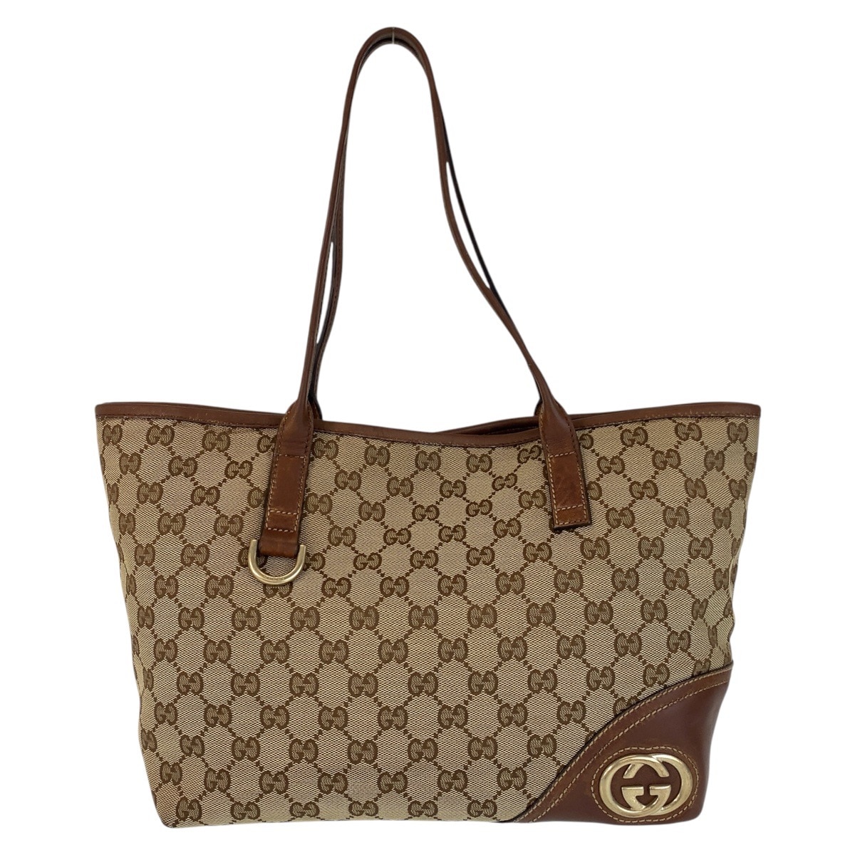 美品 ニューブリッド ベージュ ブラウン ゴールド金具 GGキャンバス/レザー 169946 トートバッグ ショルダーバッグ レディース 501358