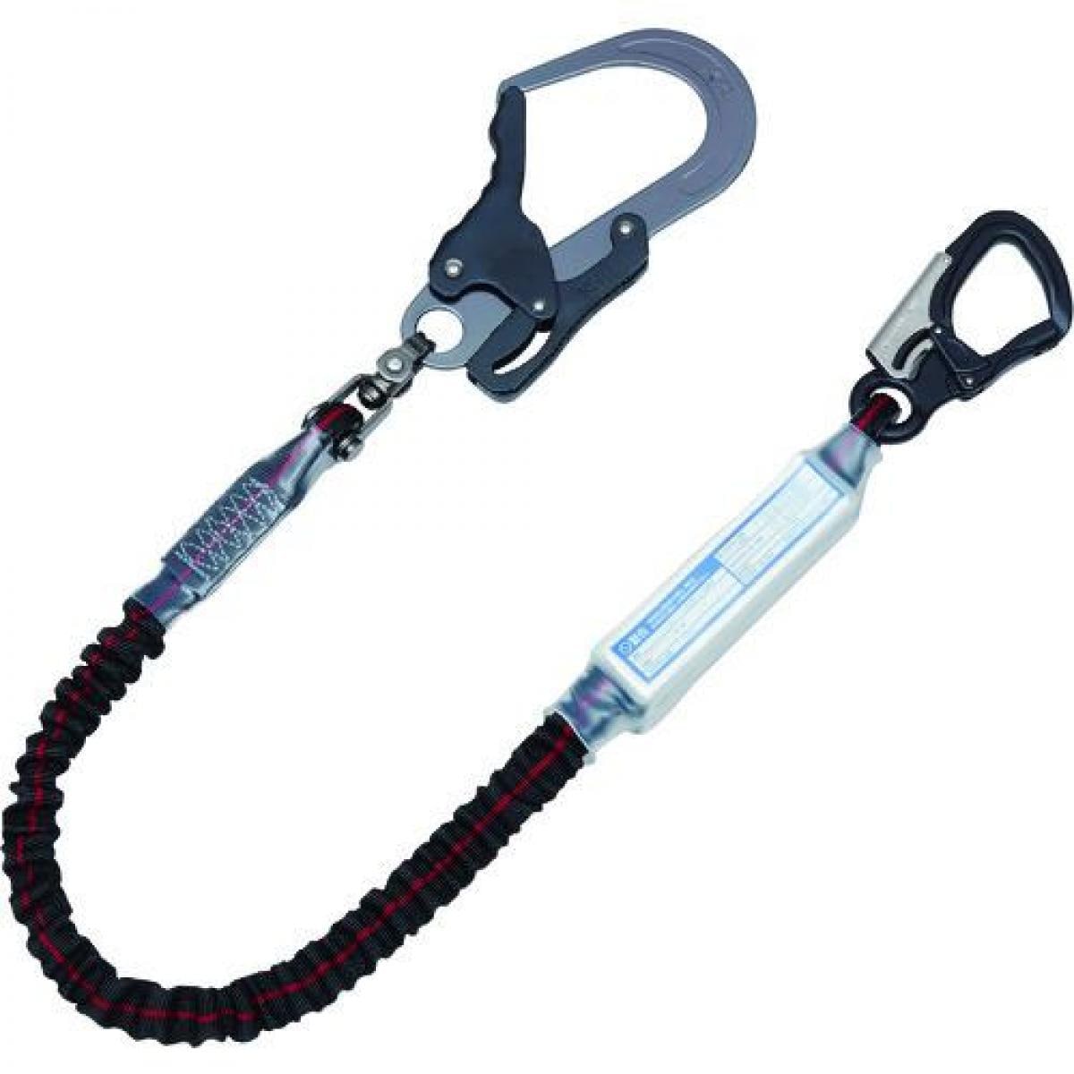 基陽 KH S1J6WK-17 シングルじゃばらランヤード アルミレバー 小フック 緋ライン-黒 墜落制止用器具