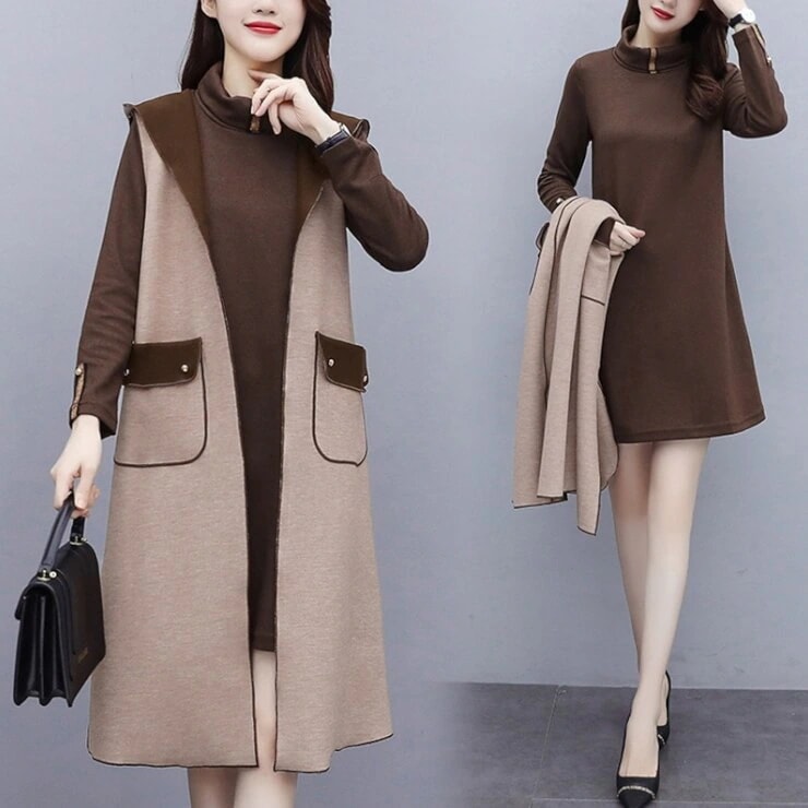 ワンピース　ロングワンピース　ロング　膝丈　マキシ　マキシワンピース　 シャツワンピース ツーピース風 スカート 細身 タイト　スリム　ハイウエスト フレア　フリル　おしゃれ　カワイイ　韓国　清楚感