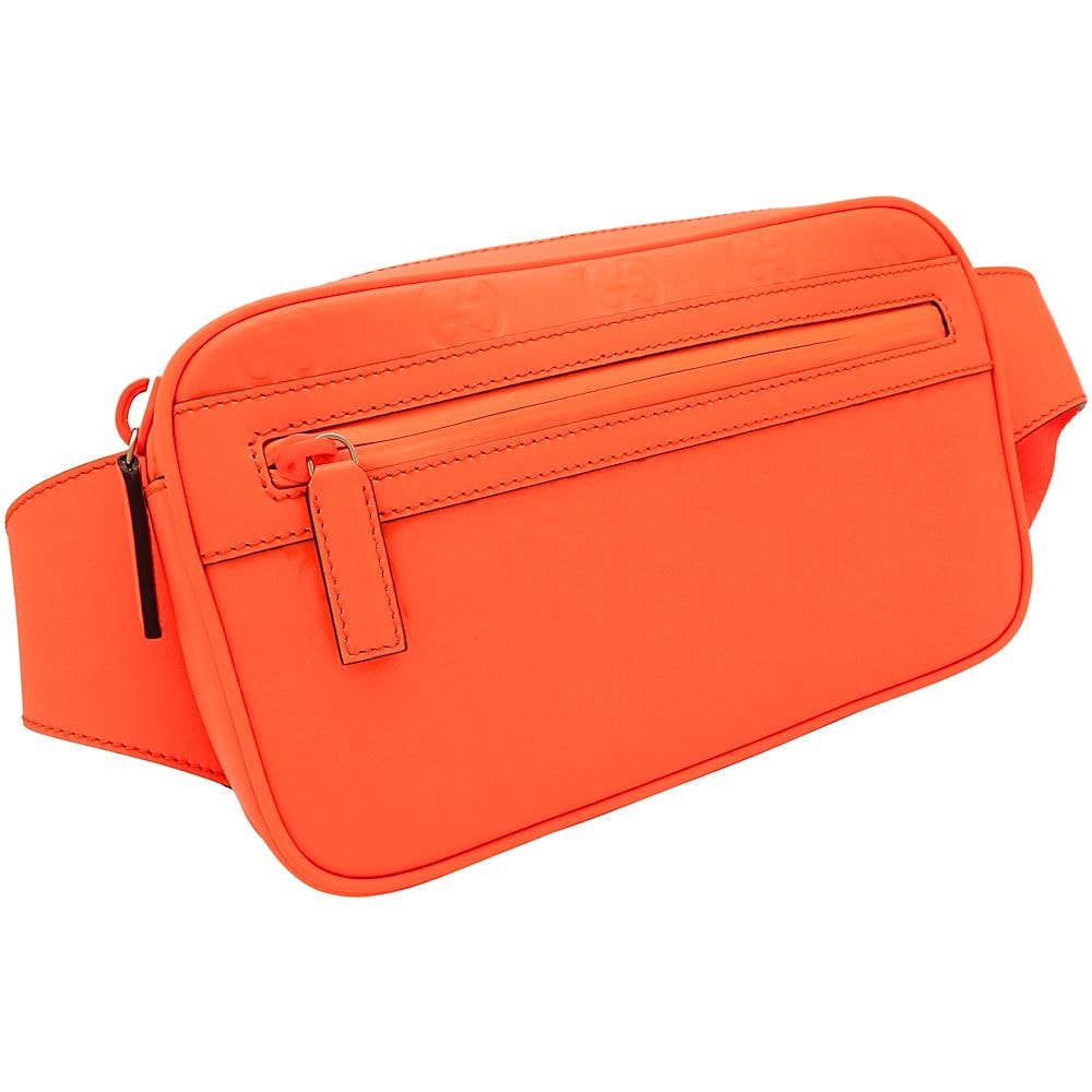 ベルトバッグ 771422 ボディバッグ GGラバーエフェクト レザー ブライトオレンジ/352032【中古】