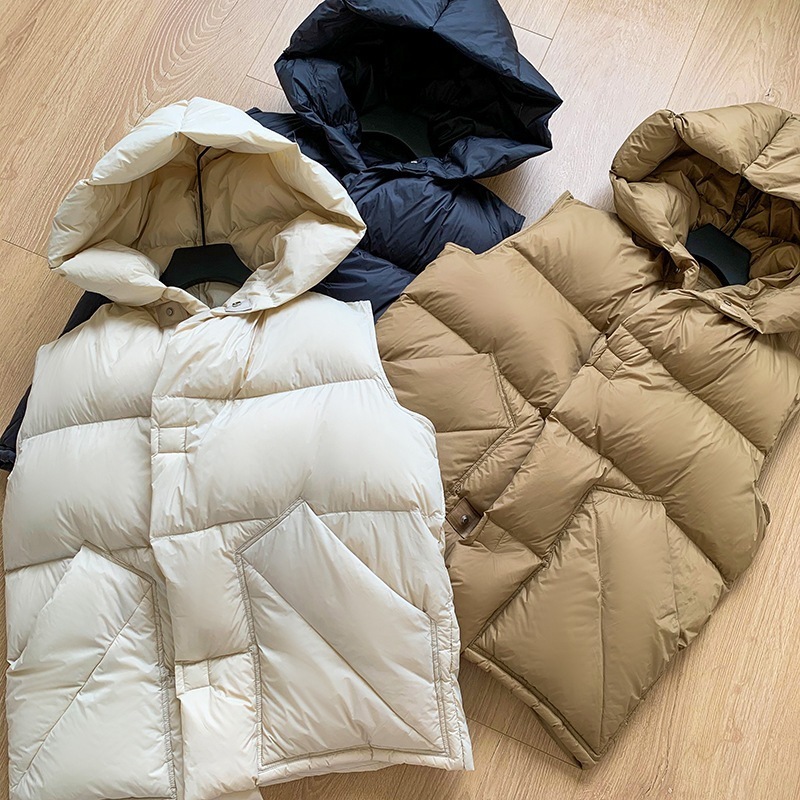 冬の厚手でゆったりした帽子付きダウンジャケット ダウンジャケットベスト