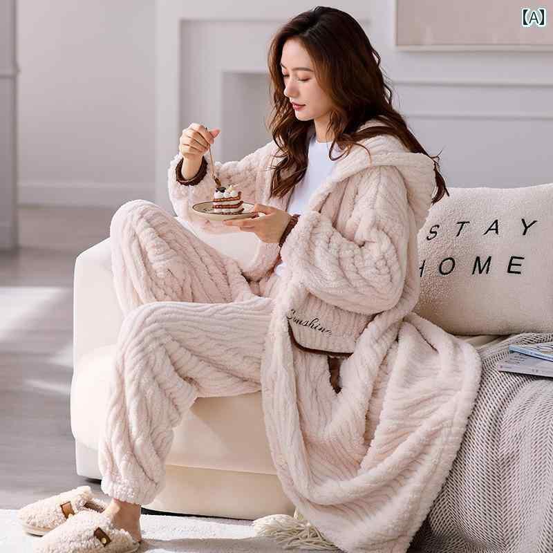 パジャマ ナイトウェア レディース レディース 秋冬 ファッション コーラル起毛 シンプル ホームウェア ナイトガウン バスローブ