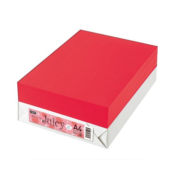 （まとめ）TANOSEE カラーペーパーJuicy A4 ラズベリー 1冊（500枚） [x5]