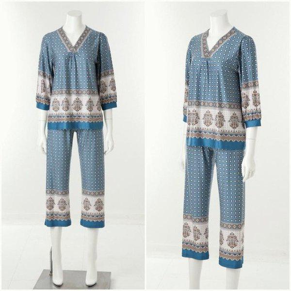 （正常）柔らかく伸縮性の良い女性の春秋ホームウェア兼パジャマ上下セット択1_S VEV3982W_VEP3982W_S