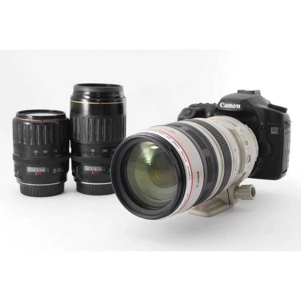 【中古】キヤノン Canon EOS 50D 超望遠400mm トリプルレンズセット EF100-400 美品 レンズフードストラップ付き