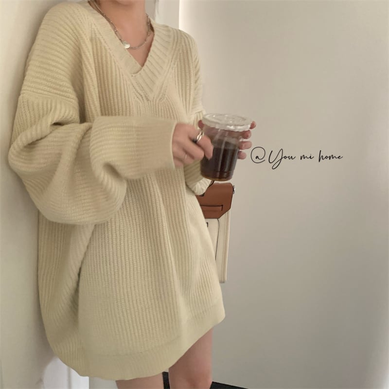 トップス ニット リブニット ドロップショルダー ゆるかわ かわいい レトロ おしゃれ お洒落