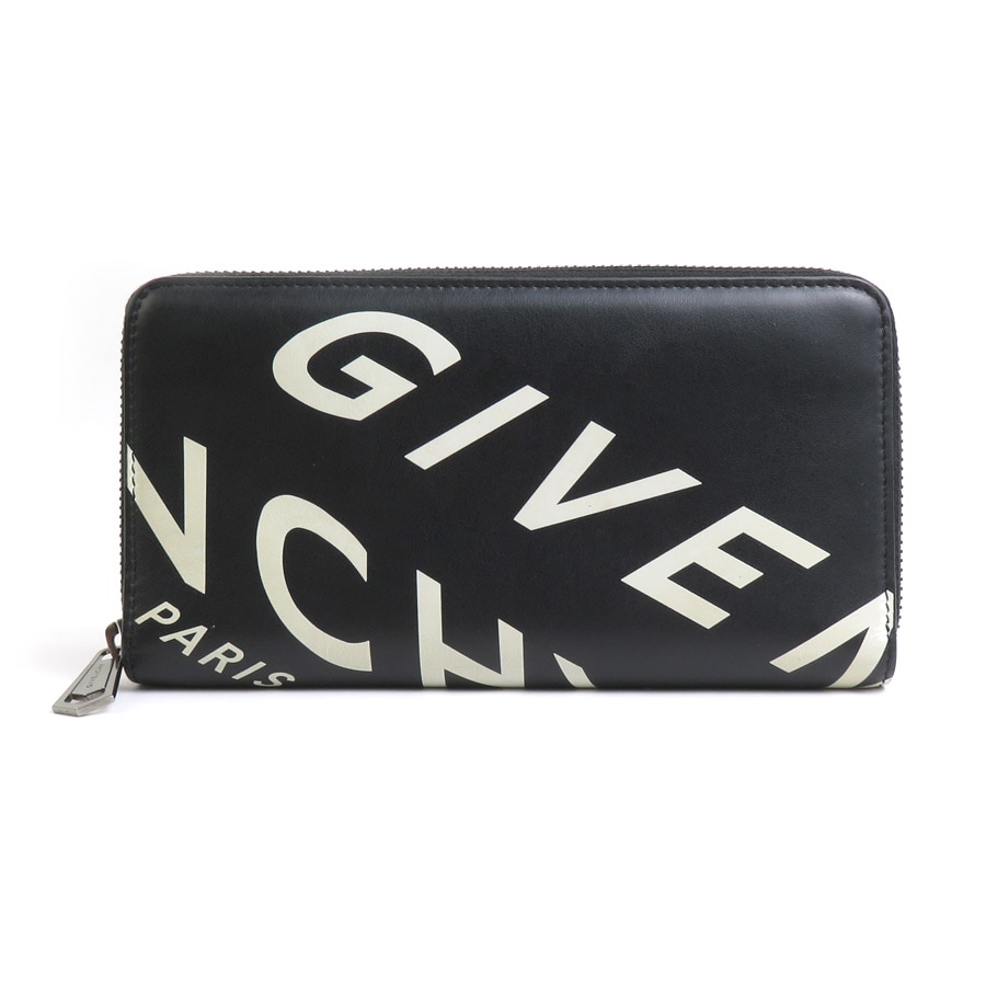 ジバンシィ GIVENCHY ラウンドファスナー長財布 レザー ブラック ユニセックス a0524
