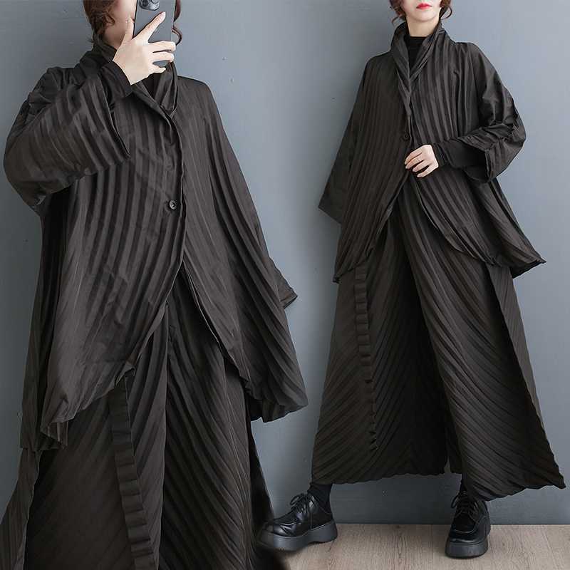 Hot!!!「ファットガール」 春 上下セット 大きいサイズ 黒 シワ ゆったり レディース カジュアル セットアップ 体型カバー