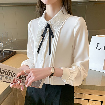 トップス デート シャツ ブラウス カットソー 袖あり 長袖 リボン かわいい 大人可愛い きれいめ シンプル カジュアル 大人 上品 おしゃれ お洒落 主役級 存在感 春 秋 10代 20代 30代