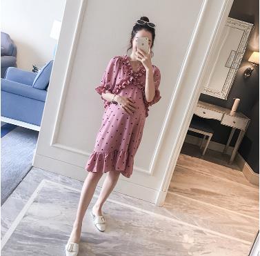 レディース マタニティウエア ワンピース ミディアム丈 ゆったり 半袖 おしゃれ 春 夏 2451