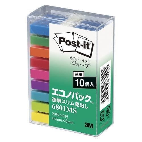（まとめ買い）ポストイット透明スリム見出しエコノパック 6801MS 00040989 [x3]