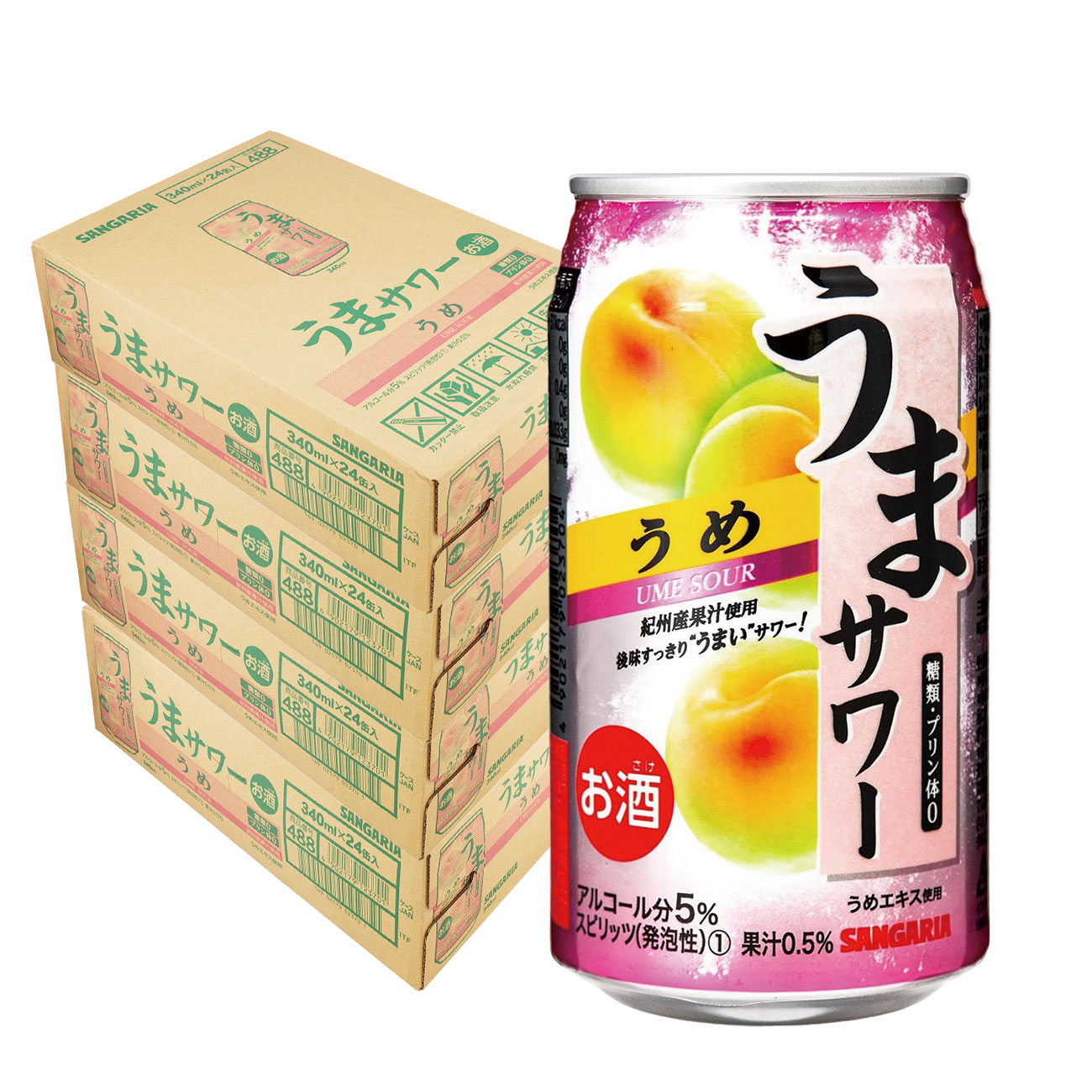 【送料無料】サンガリア うまサワー うめ 340ml4ケース/96本【北海道沖縄県東北四国九州地方は必ず送料が掛かります】