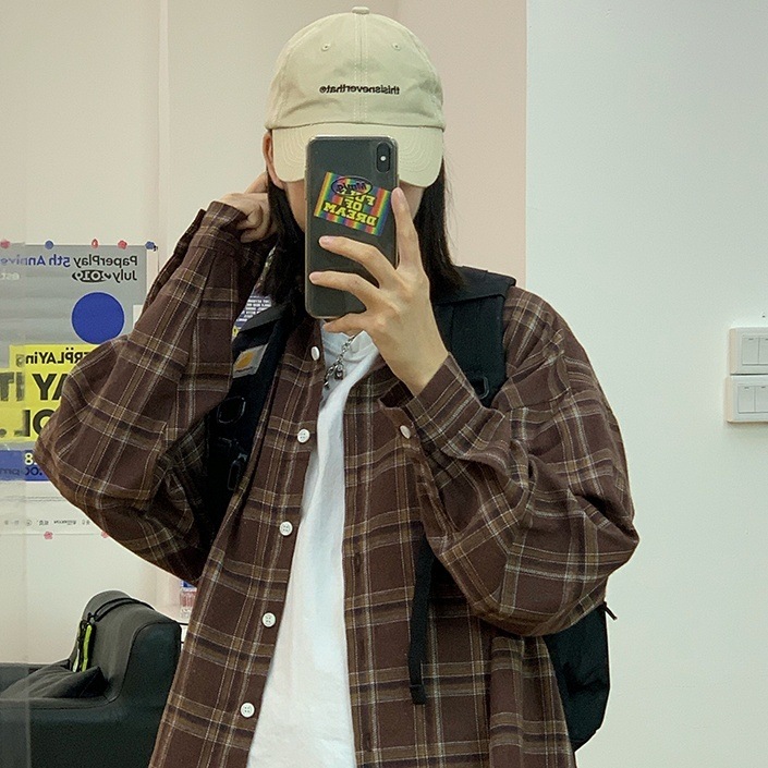 トップス レディース チェックシャツ ネルシャツ ロング丈 袖あり 長袖 ドロップショルダー 襟付き レトロ カジュアル 前開き ロングシーズン ママ 通学 アウトドア マニッシュ アウトドア 韓国