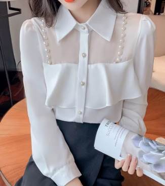 トップス シャツ ブラウス 白シャツ 袖あり 長袖 襟付き ストレート プリーツ 切り替えデザイン 前開き かわいい 大人可愛い きれいめ シンプル 大人 上品 おしゃれ 大人女子 こなれ感 ラブリー