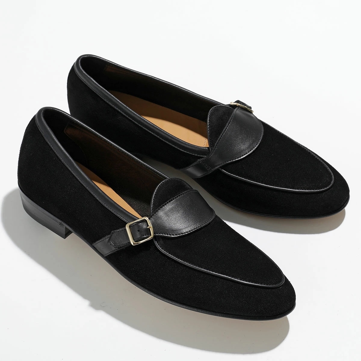 BAUDOIN&LANGE ボードインアンドランジ モンクストラップ ローファー Sagan Classic Buckle サガンクラシック MK1D133106 メンズ スウェード 靴 Black