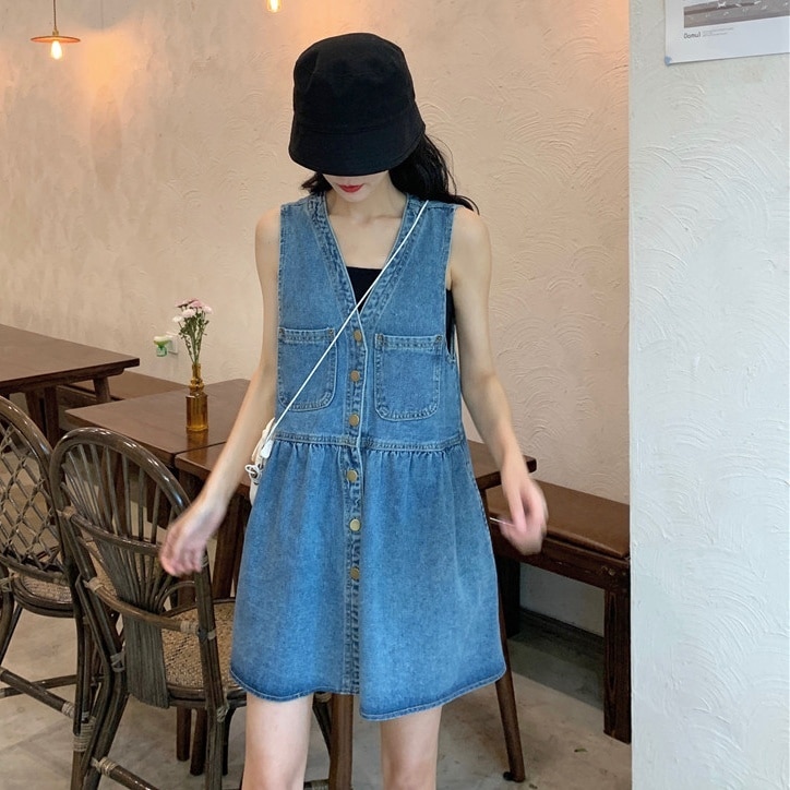 デニムワンピース サロペット ミニワンピース ワンピース ミニ ミニ丈 ショート ショート丈 袖なし