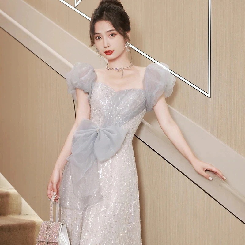 新作 パーティドレス結婚式二次会 花嫁ロングドレスお呼ばれ30代ワンピース バースデーウェディングステージホステスドレス