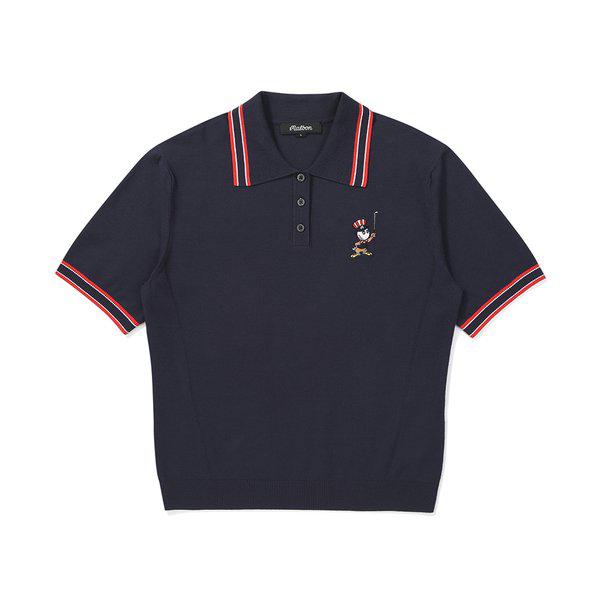 [マルボン公式] 女性カラーチップカラーハーフスリーブニット NAVY (WOMAN)