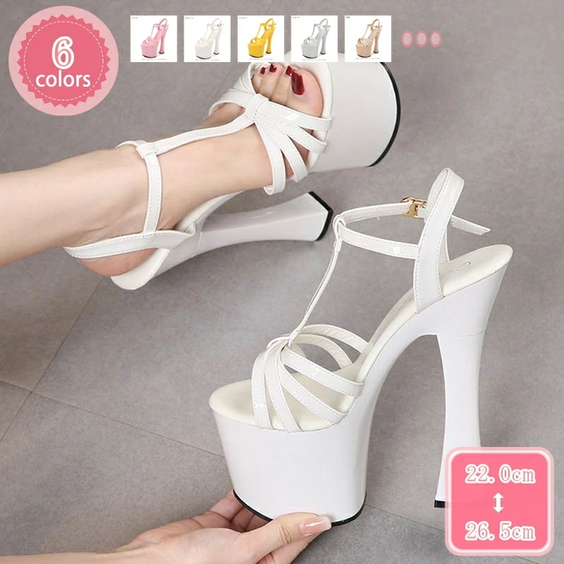 1000円OFFクーポン クロスストラップ パンプス 美脚 厚底 20cm チャンキーヒール 大きいサイズ レディース 結婚式 前厚 ストーム ストラップ エナメル 黒 太ヒール ハイヒール 低反発