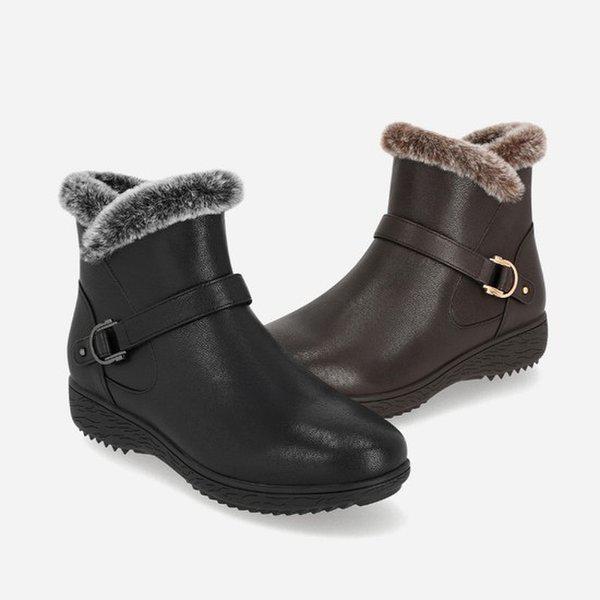 軽量クッション起毛防寒女性アンクルブーツ1XWA67XU-GN