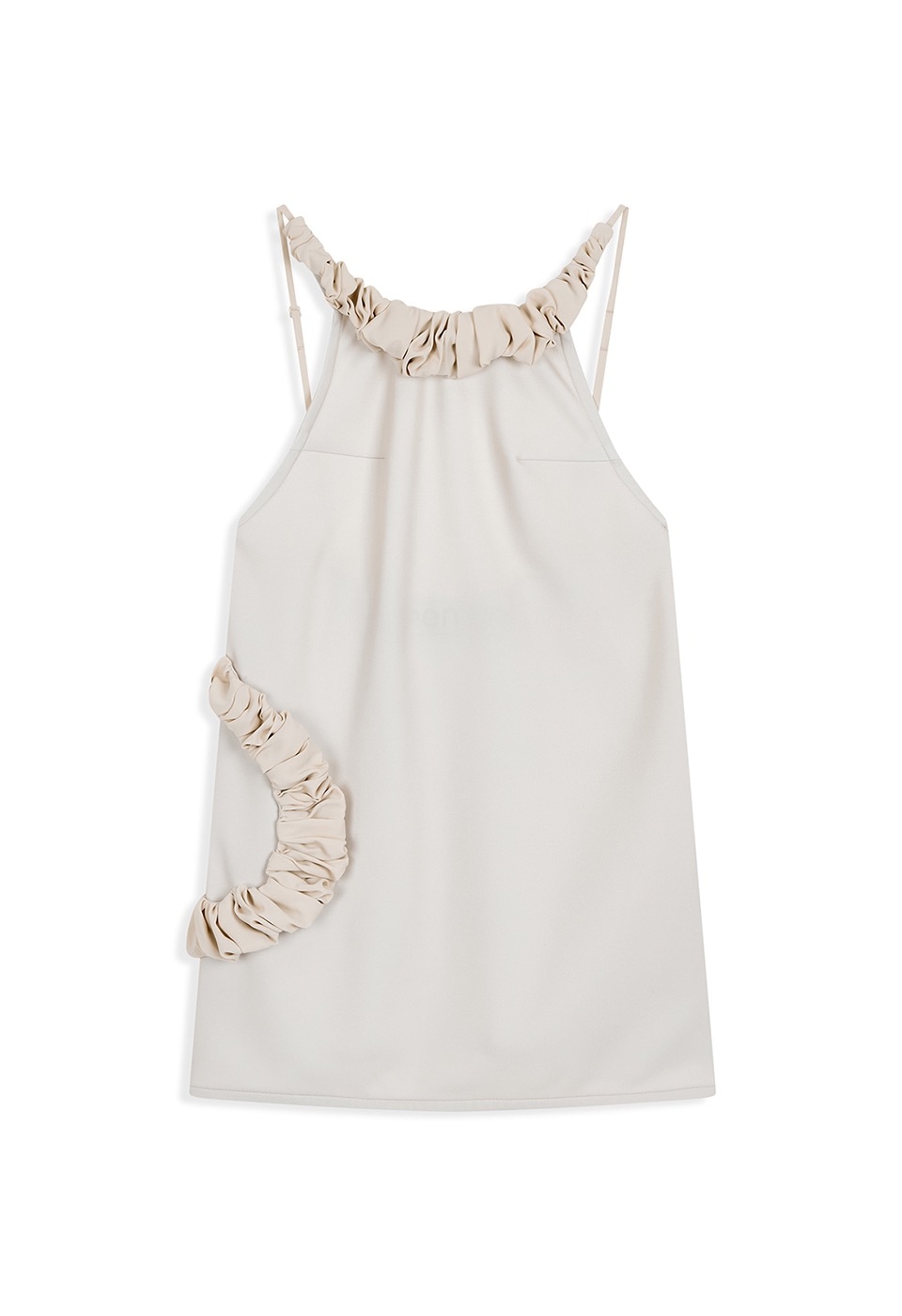 【OPEN Yy】 26SS OPEN BACK RUFFLE MINI DRESS : BEIGE