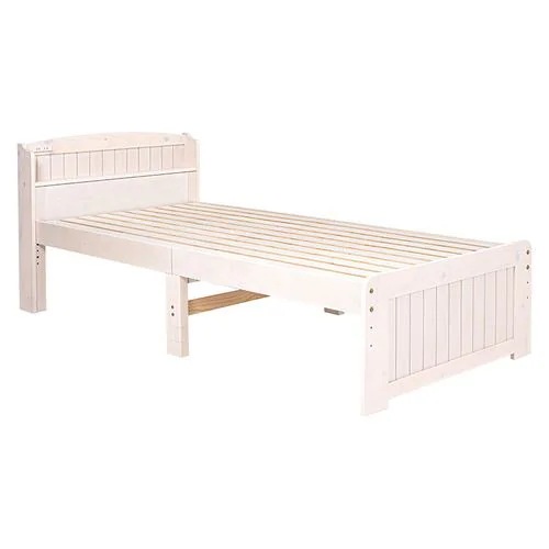 【メーカー直送品】萩原 MB-5915SWS3301 マットレス付シングルベッド ホワイトウォッシュ