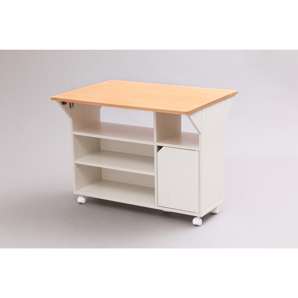 TKW-90 ビーチ/ホワイト 扉付きキッチンワゴン メーカー直送